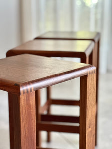 Three Solid Kiaat Bar Stools