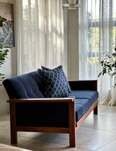 Retro Lubis Three-Seater Couch in Midnight Navy