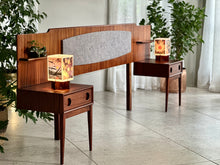 Load image into Gallery viewer, Retro Queen Bed Headboard with Attached Pedestals
