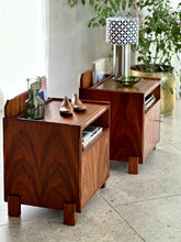 Load image into Gallery viewer, A Pair of Bedside Pedestals | Built-in Magazine or Book Holder
