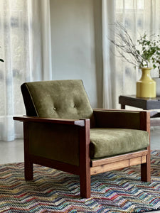 Pair of "Lubis" Armchairs in Olive Green