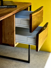 Load image into Gallery viewer, Comtemporary Solid Kiaat Desk with Integrated Shelves
