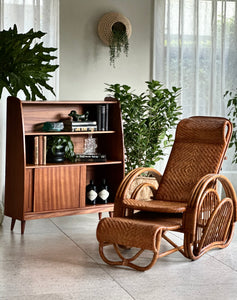 Retro Bookshelf with Sliding Doors