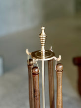 Load image into Gallery viewer, Brass and Wood Fireplace Tool Set
