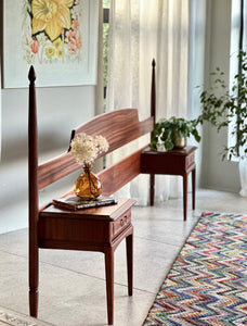 Sapele Mahogany Queen Headboard & Pedestals