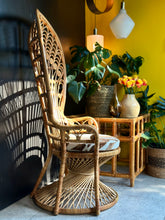Load image into Gallery viewer, Vintage Cane &amp; Rattan Peacock Chair

