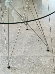 Glass & Chrome Round Dining Table - Eiffel Design