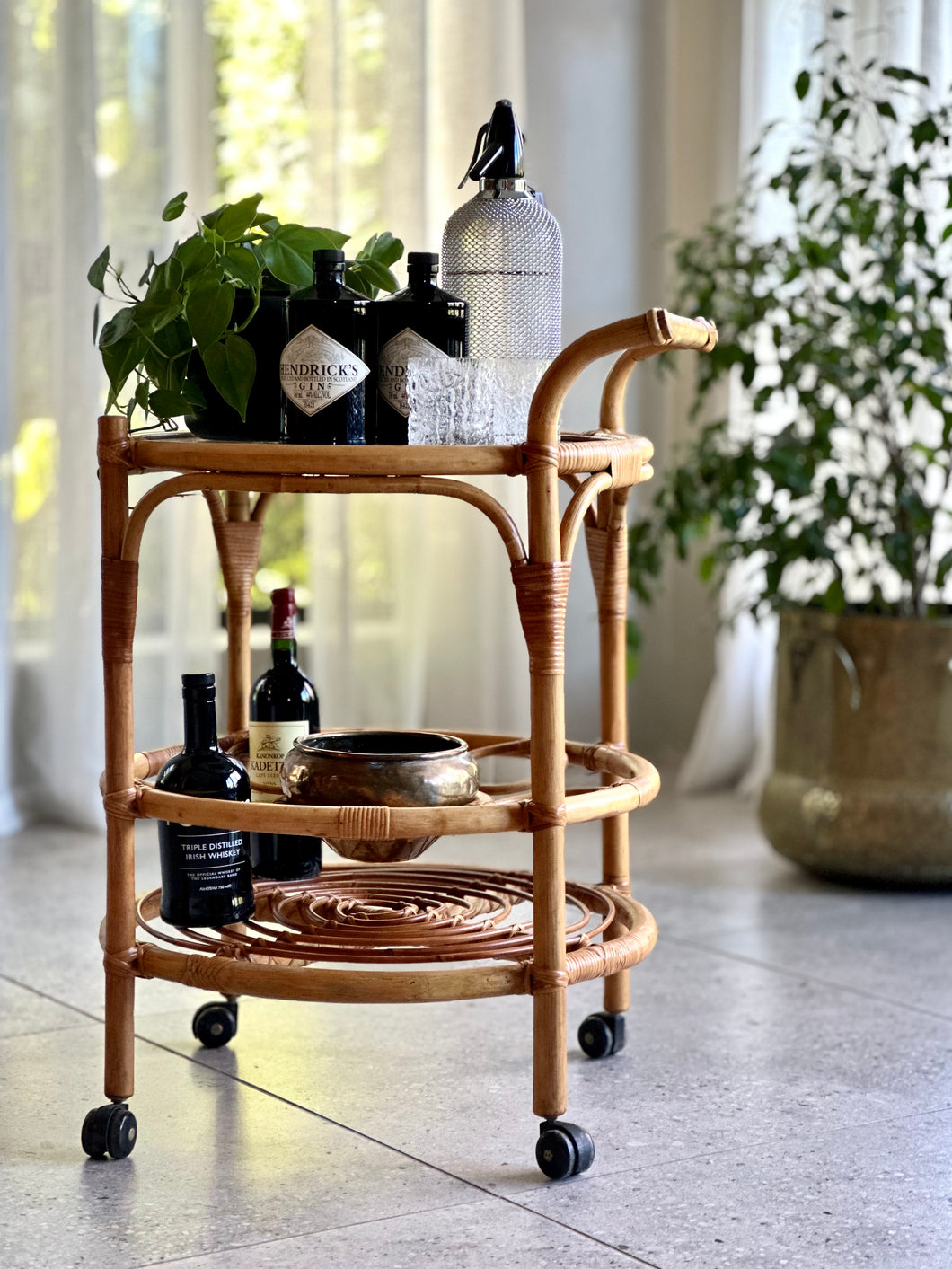 Vintage Cane Drinks Trolley