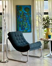 Load image into Gallery viewer, Mid-Century Modern Chrome-Framed Sling Chair

