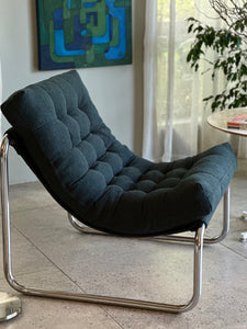 Mid-Century Modern Chrome-Framed Sling Chair