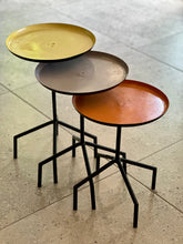 Load image into Gallery viewer, Set of Three Modernist Enamel Tray Side Tables
