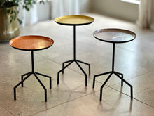Load image into Gallery viewer, Set of Three Modernist Enamel Tray Side Tables
