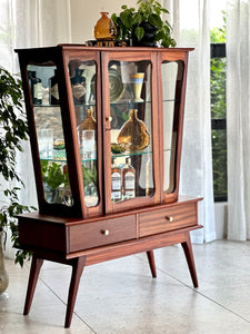 Retro Display Cabinet - Solid Mahogany Wood