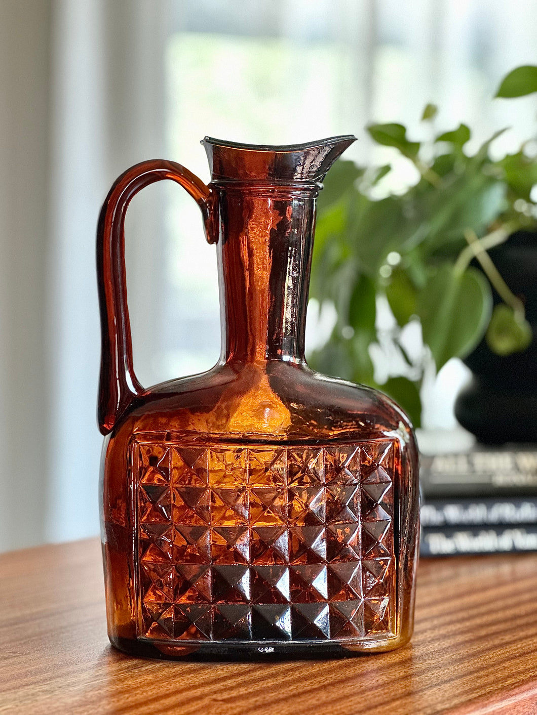 Retro Amber Glass Pitcher