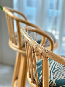 Set Of Vintage Cane Bar Chairs