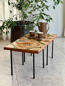 Pair Of Retro Tile-Top Steel Side Tables