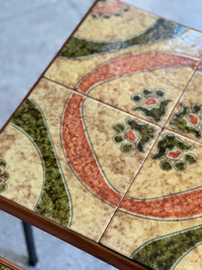 Pair Of Retro Tile-Top Steel Side Tables