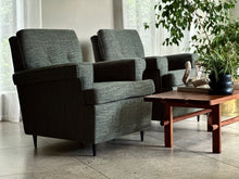 Load image into Gallery viewer, Pair of Upholstered Vintage Armchairs - Button Detail
