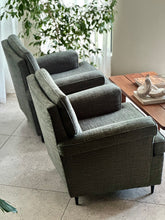 Load image into Gallery viewer, Pair of Upholstered Vintage Armchairs - Button Detail
