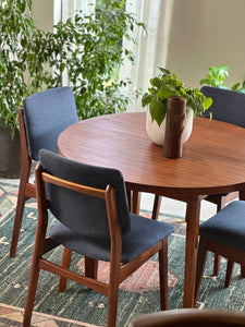 Danish-Style Dining Set (Round Extendable Table & 4 Chairs)