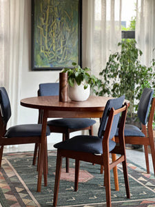 Danish-Style Dining Set (Round Extendable Table & 4 Chairs)