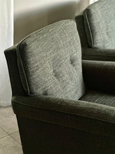 Load image into Gallery viewer, Pair of Upholstered Vintage Armchairs - Button Detail
