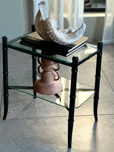 Pseudo-Style Bamboo & Glass Side Table