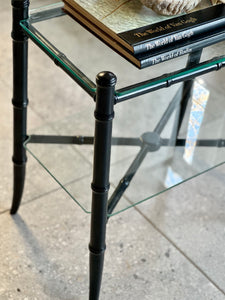 Pseudo-Style Bamboo & Glass Side Table