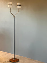 Load image into Gallery viewer, Mid-Century Floor Lamp With Intricate Wooden Base
