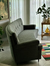 Load image into Gallery viewer, Pair of Upholstered Vintage Armchairs - Button Detail
