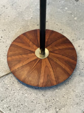 Load image into Gallery viewer, Mid-Century Floor Lamp With Intricate Wooden Base
