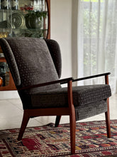 Load image into Gallery viewer, Mahogany Framed Semi-Wingback Armchair
