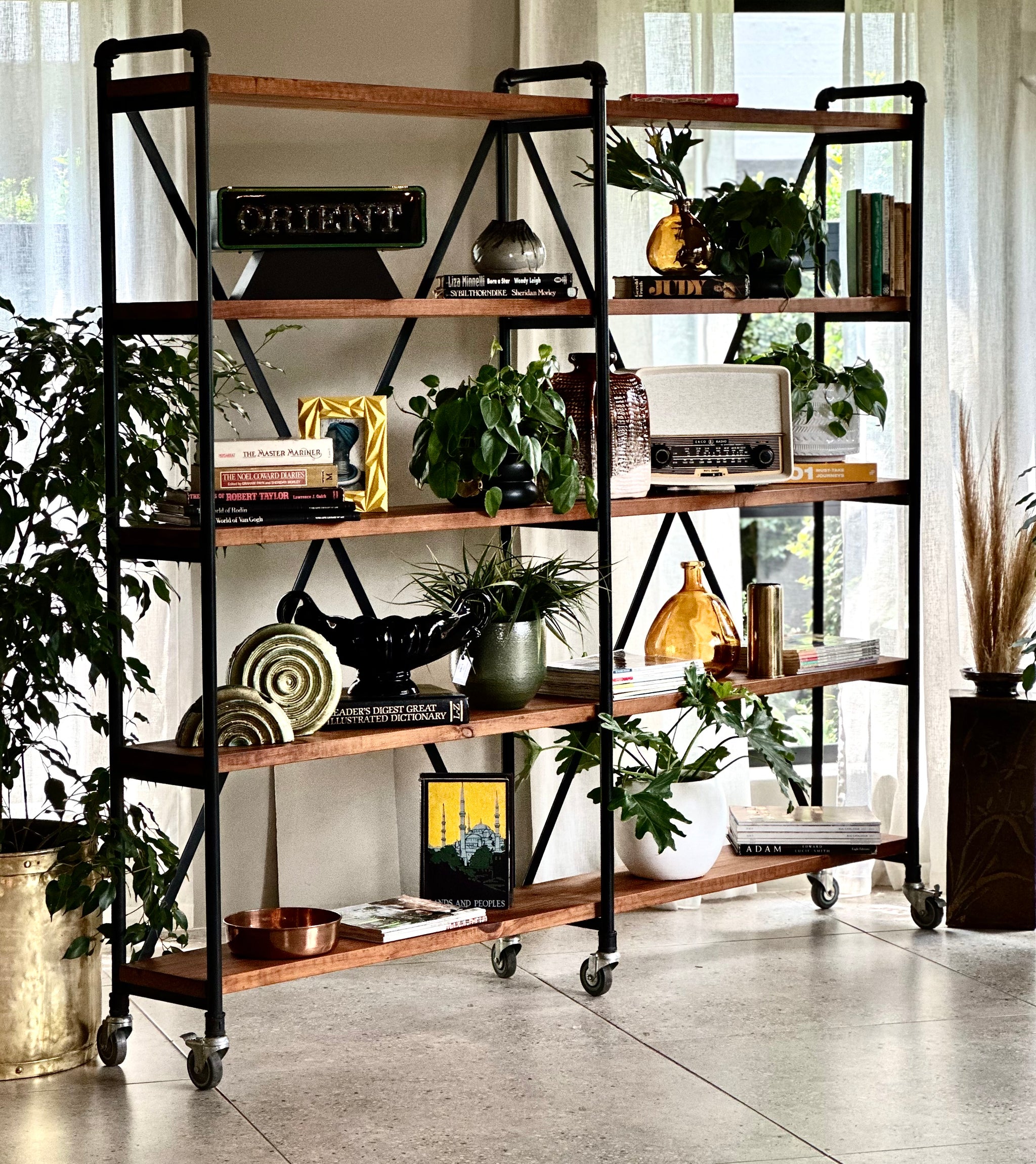 チェスト・キャビネット Antique Book open Shelf Caster Bookshelves – RE-TREND