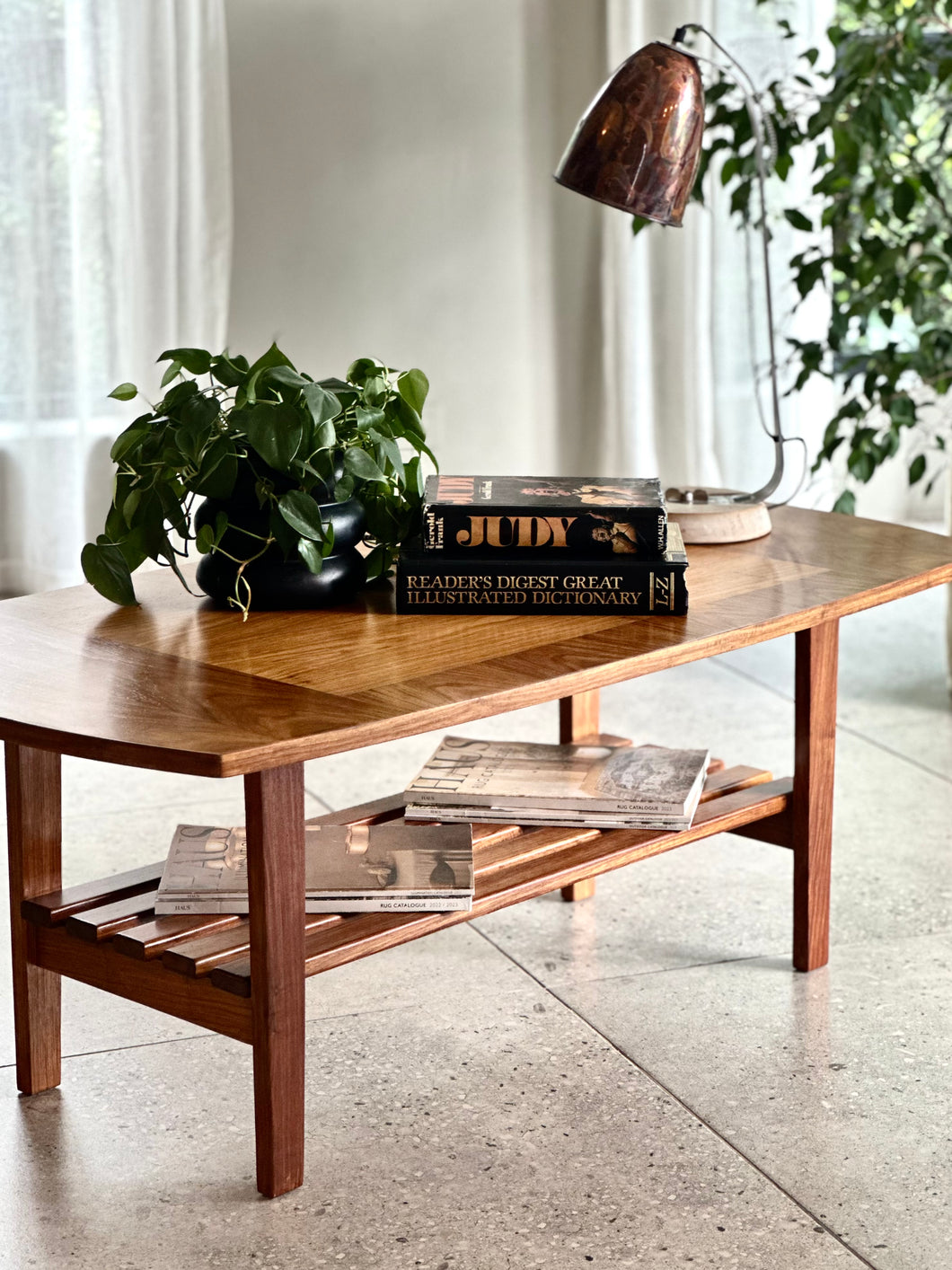 Two-Tier Coffee Table with Square Inlay Detail