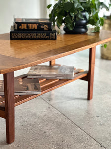 Two-Tier Coffee Table with Square Inlay Detail