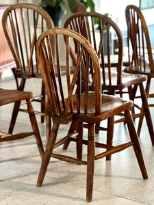 Set of Vintage Eight Windsor Spindle Chairs