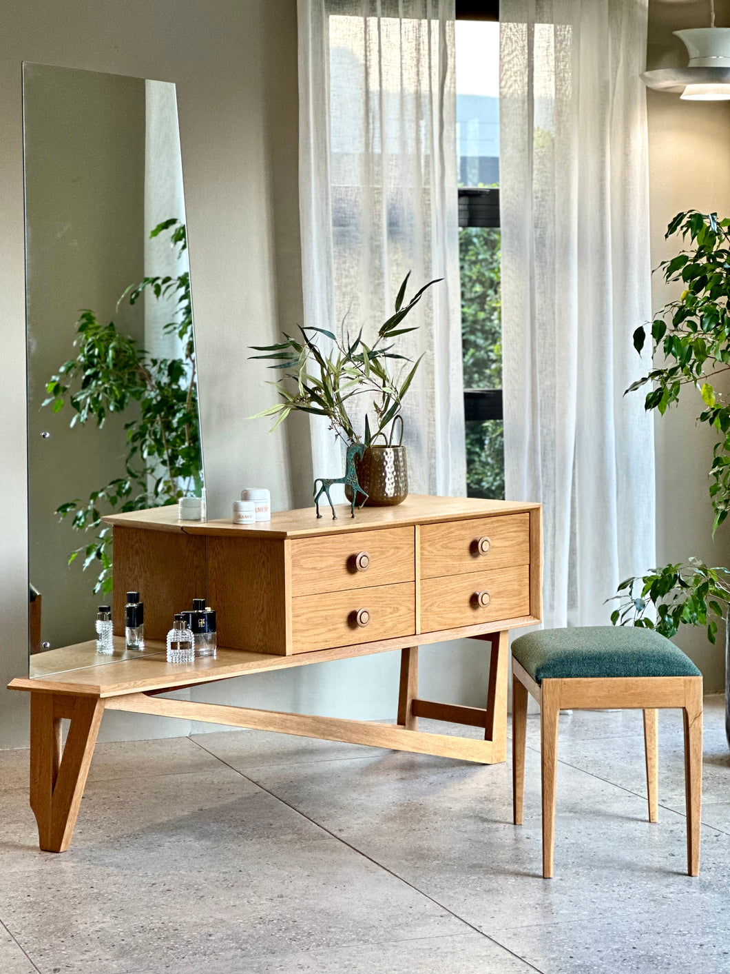 Mid-Century Dresser + Stool