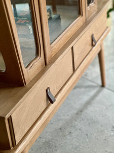 Vintage Oak Display Cabinet with Drawers