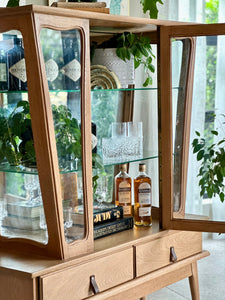 Vintage Oak Display Cabinet with Drawers