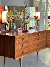 Load image into Gallery viewer, UK Made, Mid-Century Dressing Table &amp; Lamps on Mirror
