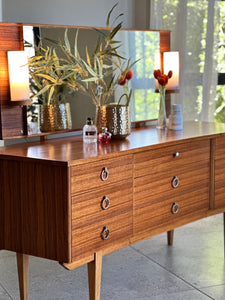 UK Made, Mid-Century Dressing Table & Lamps on Mirror