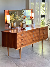 Load image into Gallery viewer, UK Made, Mid-Century Dressing Table &amp; Lamps on Mirror
