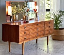 Load image into Gallery viewer, UK Made, Mid-Century Dressing Table &amp; Lamps on Mirror
