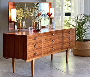 UK Made, Mid-Century Dressing Table & Lamps on Mirror
