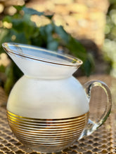 Load image into Gallery viewer, Frosted Glass Water Jug and Set of Four Gold Rimmed Glasses
