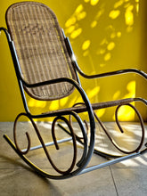 Load image into Gallery viewer, Chrome &amp; Wicker Rocking Chair
