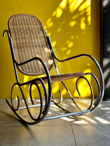 Chrome & Wicker Rocking Chair