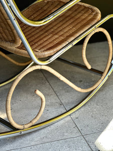 Chrome & Wicker Rocking Chair