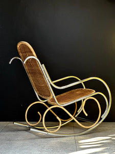 Chrome & Wicker Rocking Chair