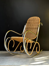 Load image into Gallery viewer, Chrome &amp; Wicker Rocking Chair
